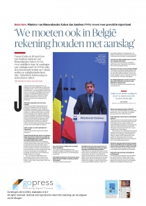 Belçika İçişleri Bakanı Jan Jambon: Belçika’da da saldırılar olabilir