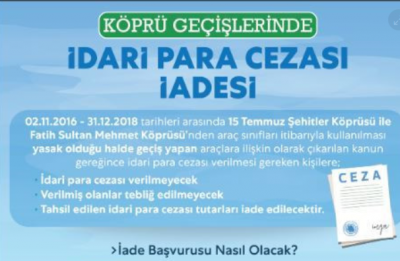 Köprü cezalarında iade
