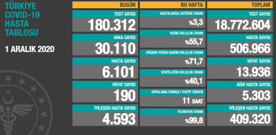 Türkiye'de korona virüs son durumu